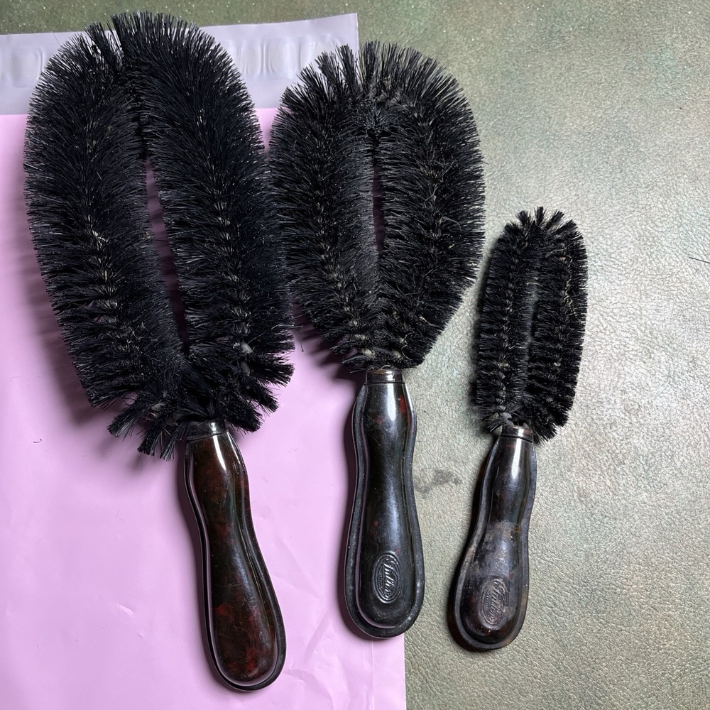 Vintage Stanley 3pc  Nylon Bristle Brush W/Black Handle Made In USA
